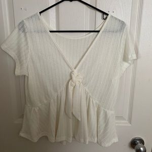 Creme knotted blouse